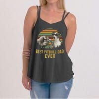 Best Pitbull Dad Ever Vintage Sunset Retro Women's Strappy Tank