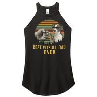 Best Pitbull Dad Ever Vintage Sunset Retro Women's Perfect Tri Rocker Tank