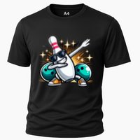 Bowling Pin Dabbing Sunglasses Bowler Player Cooling Performance Crew T-Shirt