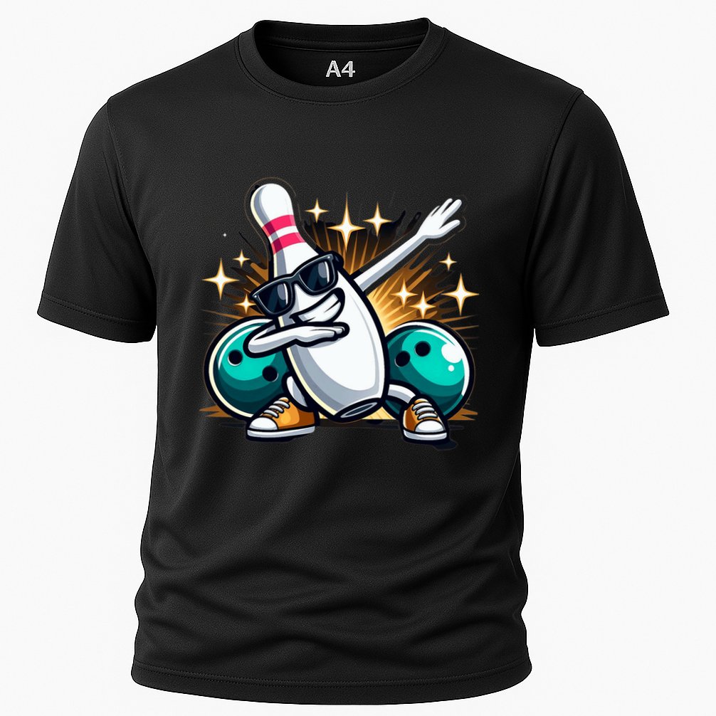 Bowling Pin Dabbing Sunglasses Bowler Player Cooling Performance Crew T-Shirt