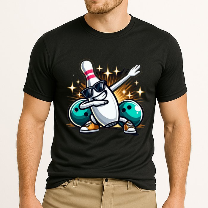 Bowling Pin Dabbing Sunglasses Bowler Player Cooling Performance Crew T-Shirt