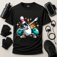 Bowling Pin Dabbing Sunglasses Bowler Player Cooling Performance Crew T-Shirt