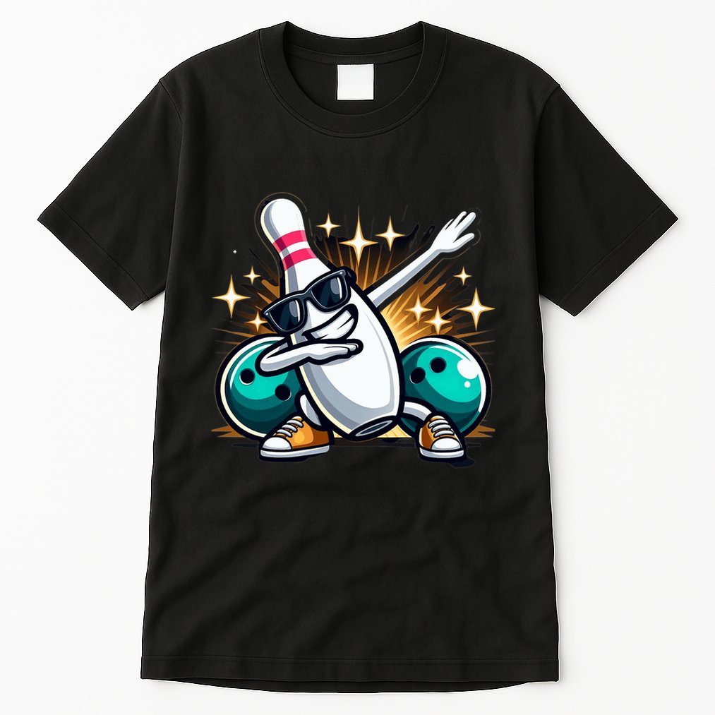 Bowling Pin Dabbing Sunglasses Bowler Player Tall T-Shirt