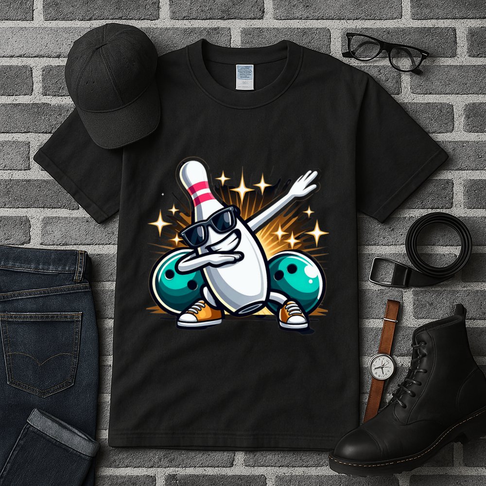 Bowling Pin Dabbing Sunglasses Bowler Player Tall T-Shirt