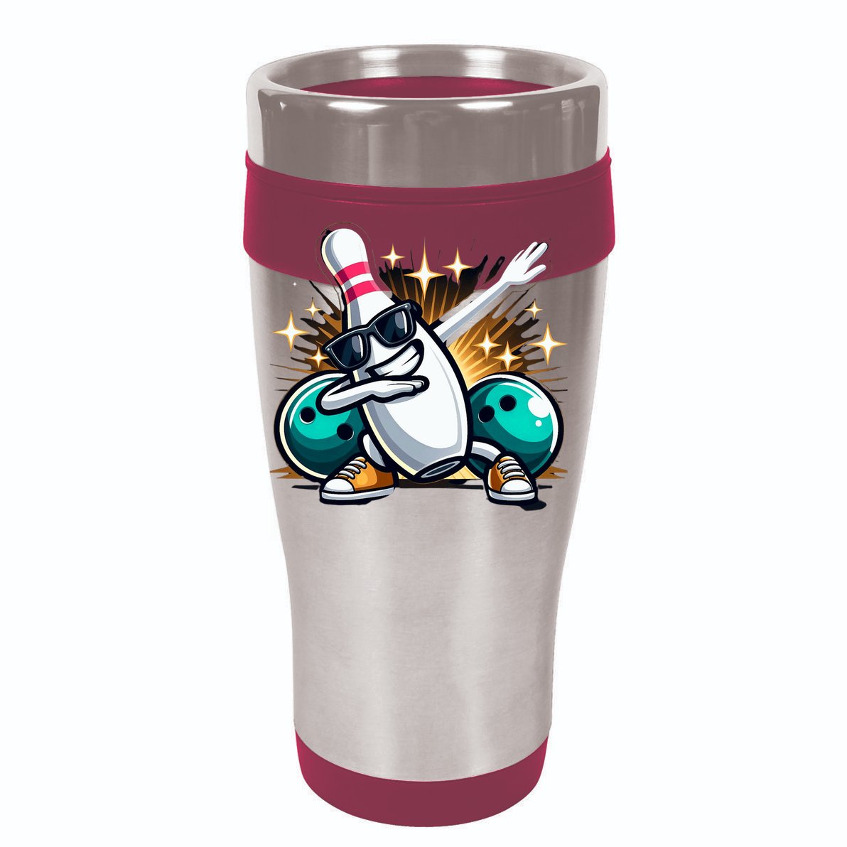Bowling Pin Dabbing Sunglasses Bowler Player V-Neck T-Shirt