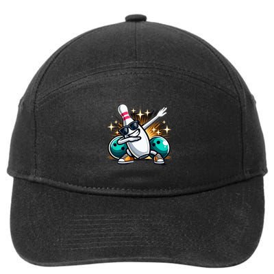 Bowling Pin Dabbing Sunglasses Bowler Player 7-Panel Snapback Hat