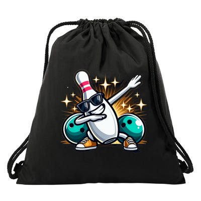 Bowling Pin Dabbing Sunglasses Bowler Player Drawstring Bag