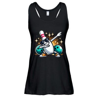 Bowling Pin Dabbing Sunglasses Bowler Player Ladies Essential Flowy Tank