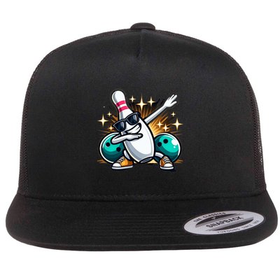 Bowling Pin Dabbing Sunglasses Bowler Player Flatbill Hat