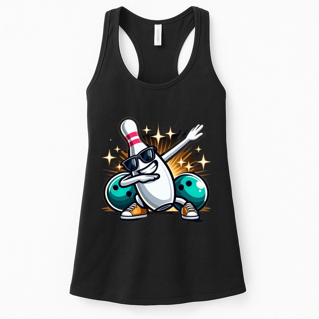 Bowling Pin Dabbing Sunglasses Bowler Player Womens Tank Top
