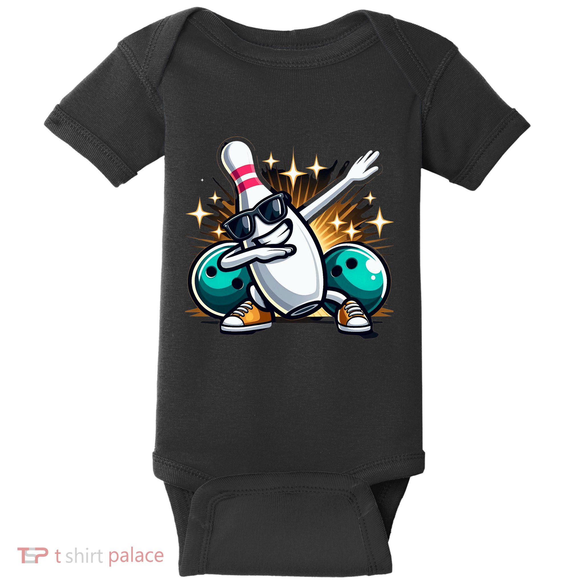 Bowling Pin Dabbing Sunglasses Bowler Player Baby Bodysuit