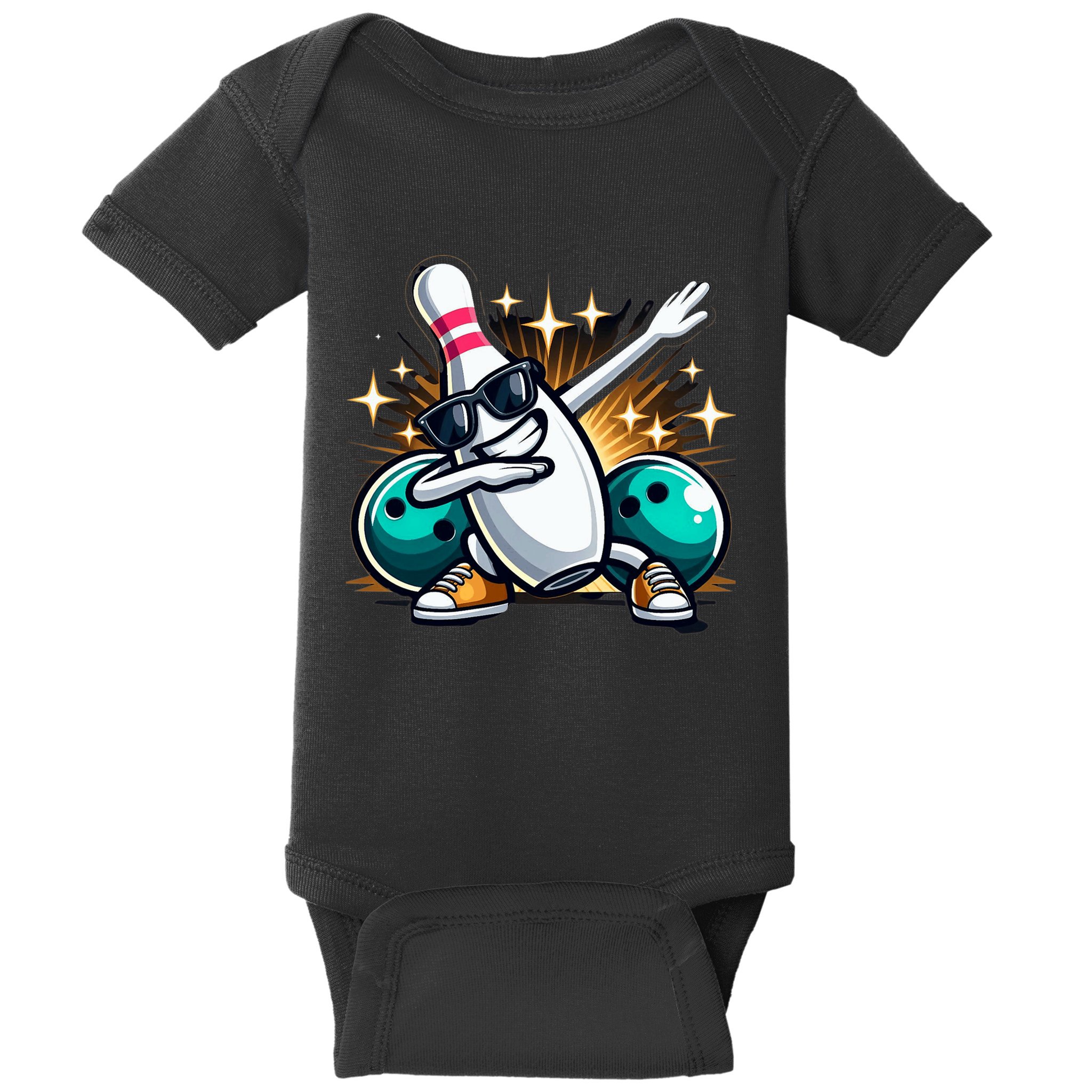 Bowling Pin Dabbing Sunglasses Bowler Player Baby Bodysuit
