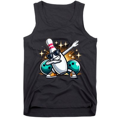 Bowling Pin Dabbing Sunglasses Bowler Player Tank Top