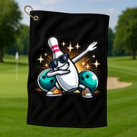 Bowling Pin Dabbing Sunglasses Bowler Player Golf Towel