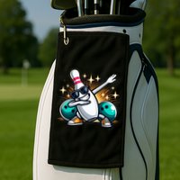 Bowling Pin Dabbing Sunglasses Bowler Player Golf Towel