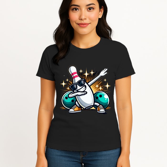 Bowling Pin Dabbing Sunglasses Bowler Player Womens T-Shirt