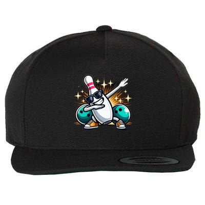 Bowling Pin Dabbing Sunglasses Bowler Player Wool Snapback Cap