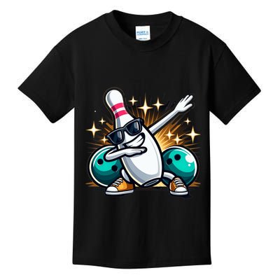 Bowling Pin Dabbing Sunglasses Bowler Player Kids T-Shirt