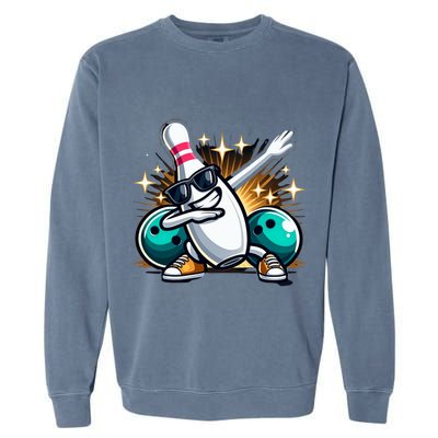 Bowling Pin Dabbing Sunglasses Bowler Player Garment-Dyed Sweatshirt