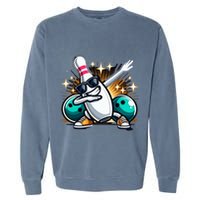 Bowling Pin Dabbing Sunglasses Bowler Player Garment-Dyed Sweatshirt