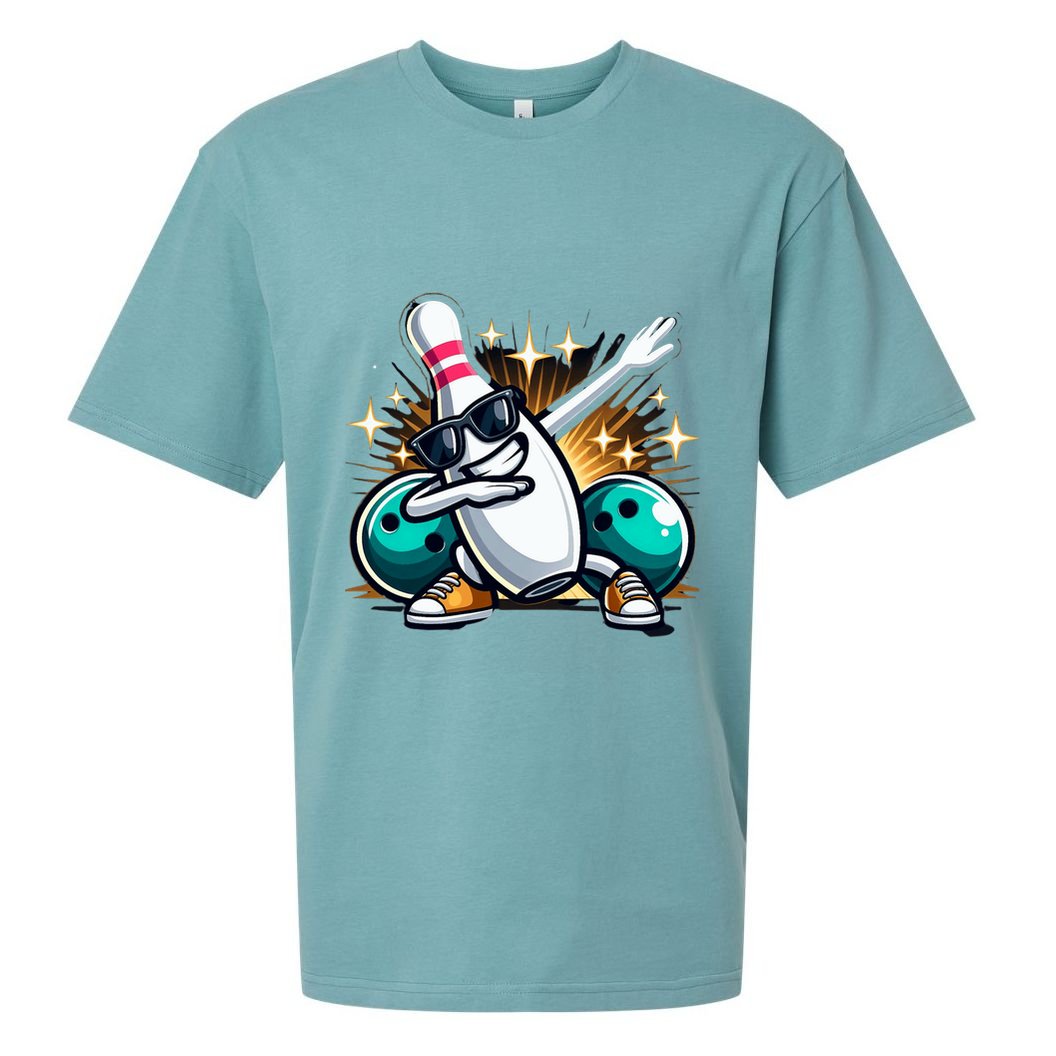 Bowling Pin Dabbing Sunglasses Bowler Player Sueded Cloud Jersey T-Shirt