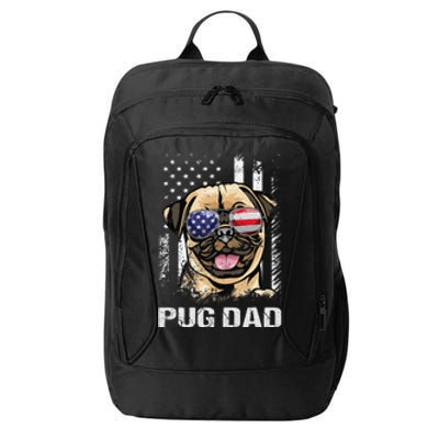 Best Pug Dad Ever American Flag Dog Lover City Backpack