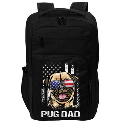 Best Pug Dad Ever American Flag Dog Lover Impact Tech Backpack