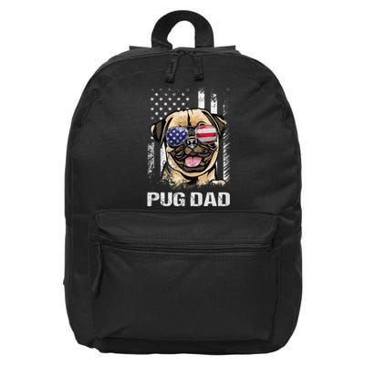 Best Pug Dad Ever American Flag Dog Lover 16 in Basic Backpack