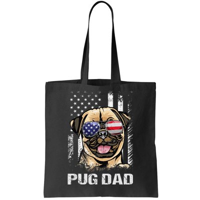 Best Pug Dad Ever American Flag Dog Lover Tote Bag