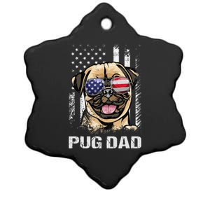 Best Pug Dad Ever American Flag Dog Lover Ceramic Star Ornament