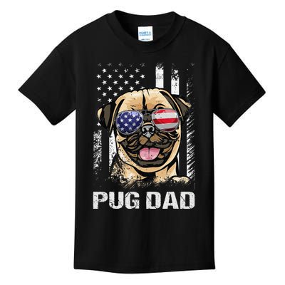 Best Pug Dad Ever American Flag Dog Lover Kids T-Shirt