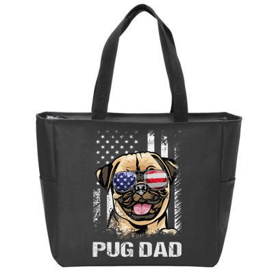 Best Pug Dad Ever American Flag Dog Lover Zip Tote Bag