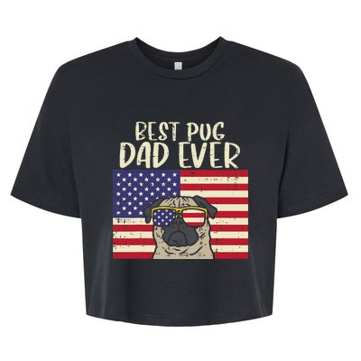 Best Pug Dad Ever US Flag Vintage Patriotic Pet Dog Gift Bella+Canvas Jersey Crop Tee