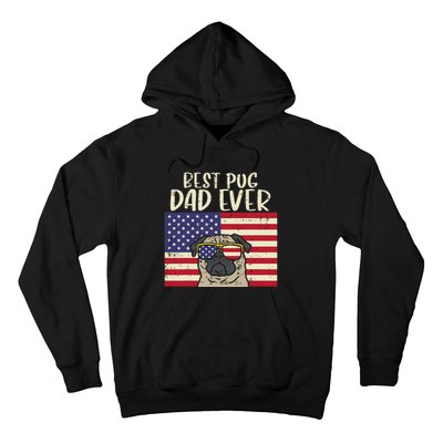 Best Pug Dad Ever US Flag Vintage Patriotic Pet Dog Gift Hoodie