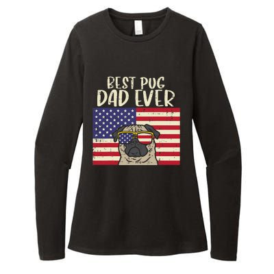 Best Pug Dad Ever US Flag Vintage Patriotic Pet Dog Gift Womens CVC Long Sleeve Shirt