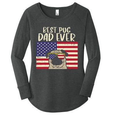 Best Pug Dad Ever US Flag Vintage Patriotic Pet Dog Gift Women's Perfect Tri Tunic Long Sleeve Shirt