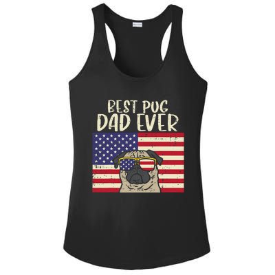 Best Pug Dad Ever US Flag Vintage Patriotic Pet Dog Gift Ladies PosiCharge Competitor Racerback Tank