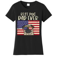 Best Pug Dad Ever US Flag Vintage Patriotic Pet Dog Gift Women's T-Shirt