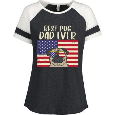 Best Pug Dad Ever US Flag Vintage Patriotic Pet Dog Gift Enza Ladies Jersey Colorblock Tee