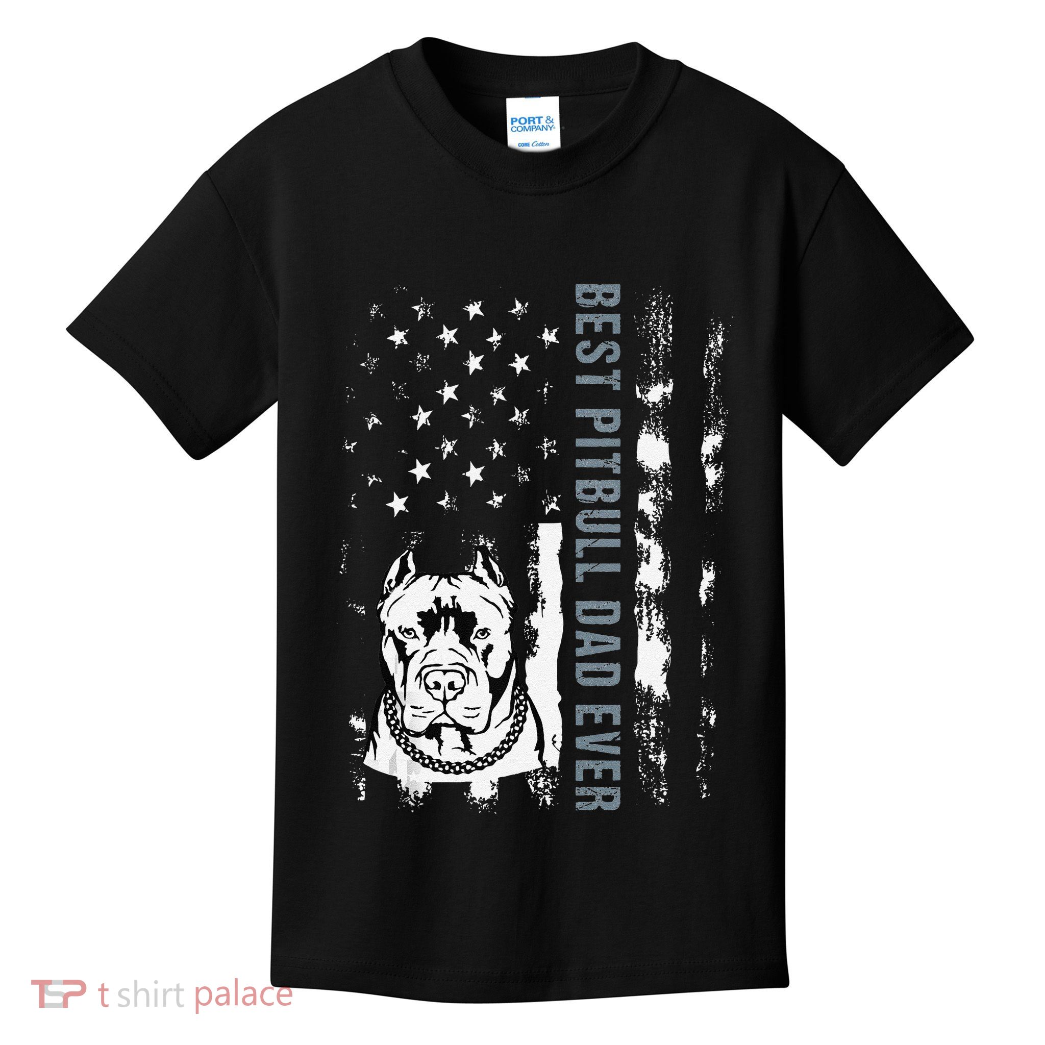 Bast Pitbull Dad Ever American Flag Dog Lovers FatherS Day Kids T-Shirt
