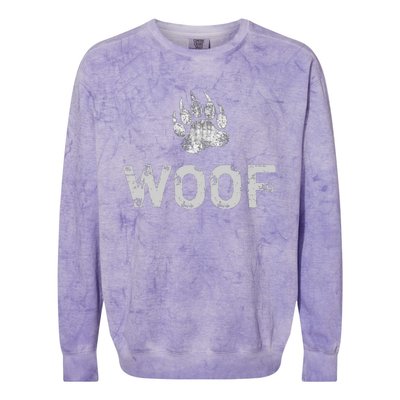 Bear Pride Distressed Bear Paw Woof Gift Colorblast Crewneck Sweatshirt