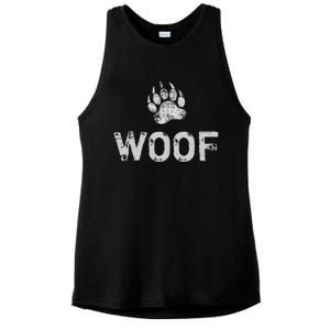 Bear Pride Distressed Bear Paw Woof Gift Ladies PosiCharge Tri-Blend Wicking Tank