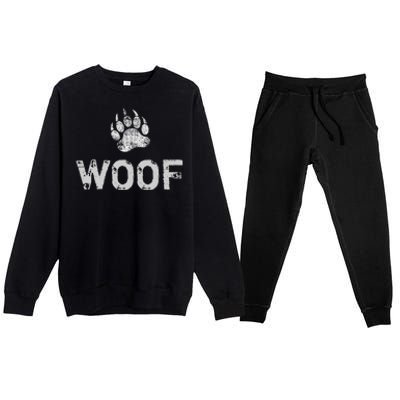 Bear Pride Distressed Bear Paw Woof Gift Premium Crewneck Sweatsuit Set