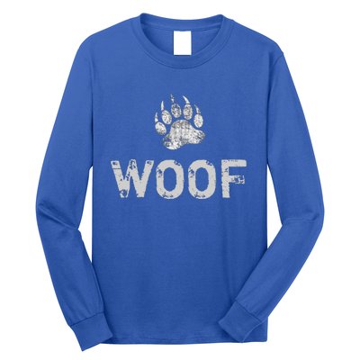 Bear Pride Distressed Bear Paw Woof Gift Long Sleeve Shirt