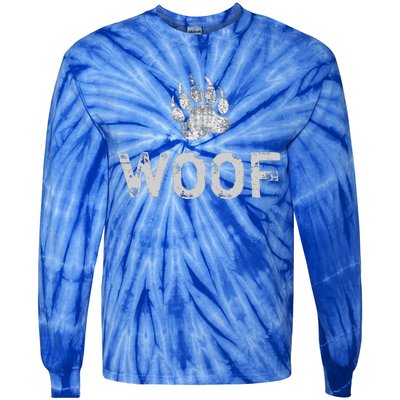 Bear Pride Distressed Bear Paw Woof Gift Tie-Dye Long Sleeve Shirt