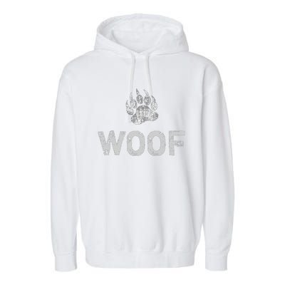 Bear Pride Distressed Bear Paw Woof Gift Garment-Dyed Fleece Hoodie