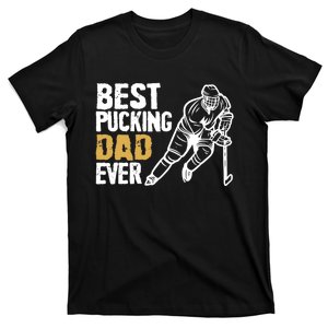 Best Pucking Dad Ever Retro Ice Hockey Coach On Father's Day T-Shirt