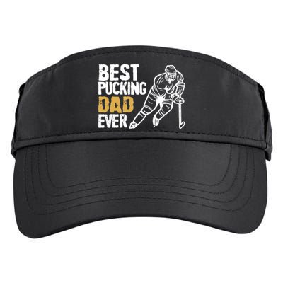 Best Pucking Dad Ever Retro Ice Hockey Coach On Father's Day Adult Drive Performance Visor