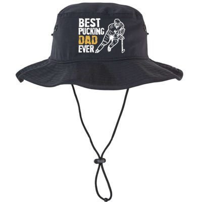 Best Pucking Dad Ever Retro Ice Hockey Coach On Father's Day Legacy Cool Fit Booney Bucket Hat