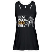 Best Pucking Dad Ever Retro Ice Hockey Coach On Father's Day Ladies Essential Flowy Tank